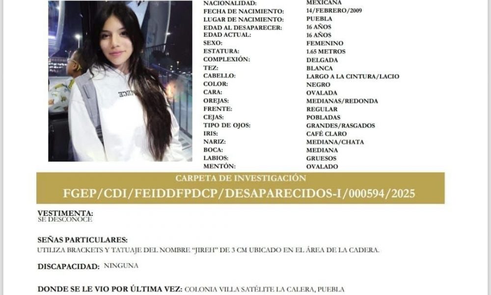 Sarray Jiminez Buscan a Atena Saray Jiménez Cabal, adolescente desaparecida en Puebla ...